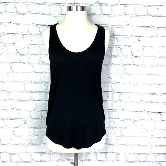 🔥2/$10 |•TROUVÉ•| Black Zip Up Racerback Scoop Neck Tank Top Size Small - Picture 5 of 11